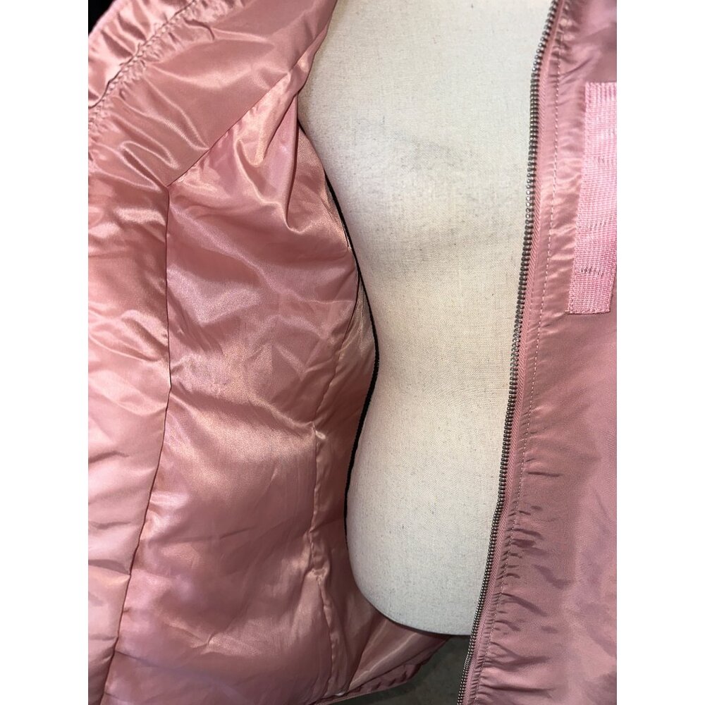 SOHO BABE Pink Bomber Jacket Nylon Zip Up Ribbed Collar & Cuffs Pockets Size XL - Picture 2 of 7